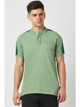 Van Heusen - Men Green Solid Polo T-Shirt