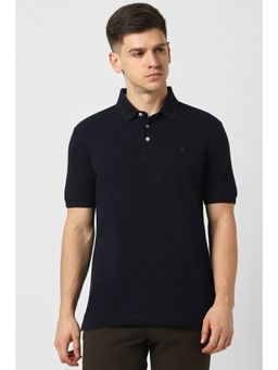 Van Heusen - Men Navy Solid Polo T-Shirt