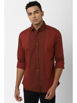 Van Heusen - Men Maroon Slim Fit Full Sleeves Casual Shirt