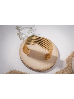 Vosgi - Gold Textured Wave Cuff Bracelet