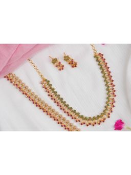 Vosgi - Pink Ornate Heirloom Purple Stone Jewellery Set