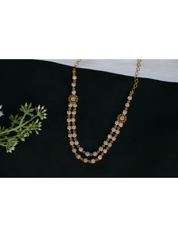 Vosgi - White Gold Plated Double Layered Necklace