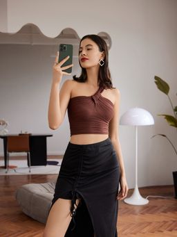 Cider - Espresso Martini One Shoulder Crop Top