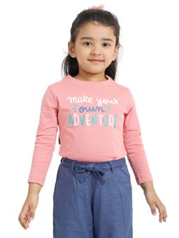 Campana - Girls Lily Long Sleeves Printed T-Shirt Peach