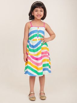Campana - Girls Myra Midi Dress - Rainbow Waves - Multicolour