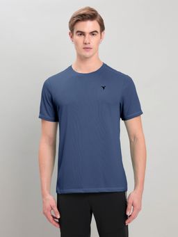 Technosport - Men Solid Slim Fit Crew Neck Sports T-Shirt with TECHNOCOOL+ - Navy Blue