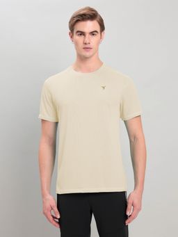 Technosport - Men Solid Slim Fit Crew Neck Sports T-Shirt with COTFLEX - Yellow