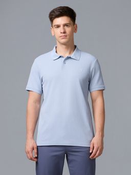 Technosport - Men Solid Active Slim Fit Polo T-Shirt for Gym and Sports - Blue