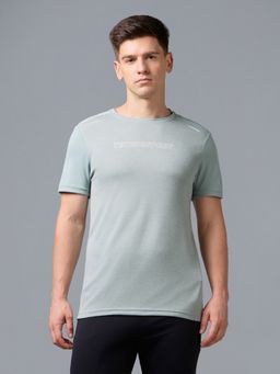 Technosport - Men Melange Slim Fit Crew Neck Sports T-Shirt with DOUBLE COOL for Gym - Blue