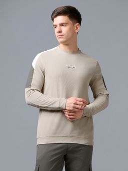 Technosport - Men Slim Fit Crew Neck T-Shirt with MATPIQ for Gym and Sports - Beige