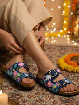SLASH O - Noor - Blue Casual Flat Sandals