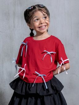 Hopscotch - Cotton Bow Applique T-shirt