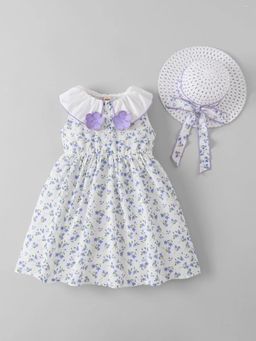Hopscotch - Floral Applique Dress with Hat