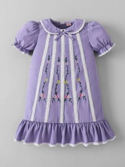 Hopscotch - Floral Embroidery Bow Dress