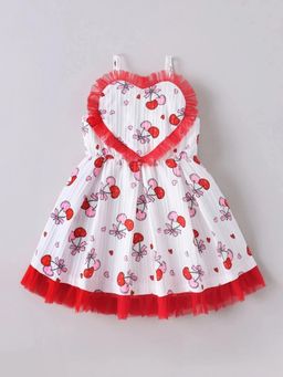 Hopscotch - Heart Applique Ruffled Casual Dress