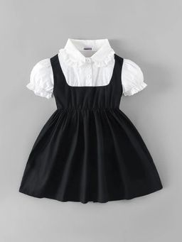 Hopscotch - Ruffled Puff Sleeves Dress