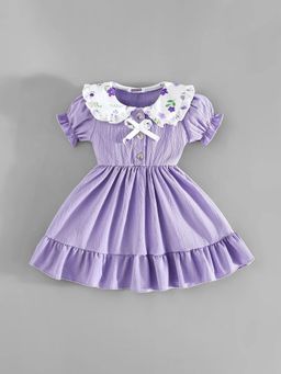 Hopscotch - Ruffled Bow Applique Dress