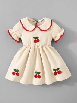 Hopscotch - Cherry Applique Ruffled Dress