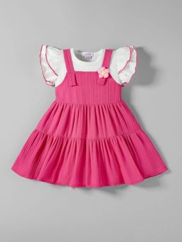 Hopscotch - Floral Applique Textured Dress