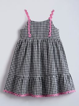 Hopscotch - Checkered Lacing Tiered Dress