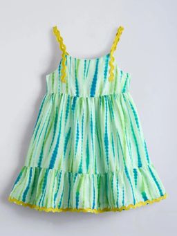 Hopscotch - Striped Lacing Tiered Dress