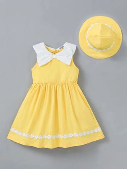 Hopscotch - Floral lace Applique Dress with Hat