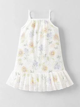 Hopscotch - Floral Lacing Overlay Dress