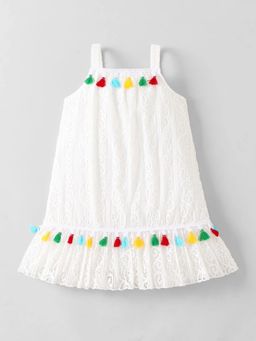 Hopscotch - Tassel Lacing Self Design Dress