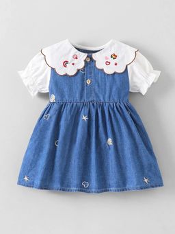 Hopscotch - Embroidered Denim Dress