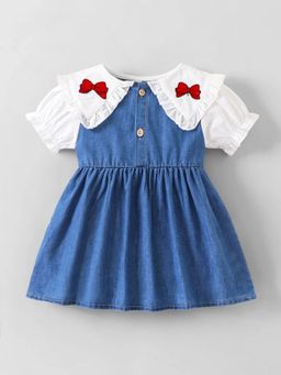 Hopscotch - Bow Embroidered Denim Dress