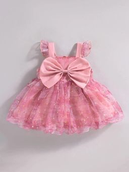 Hopscotch - Bow Applique Ruffled Dress