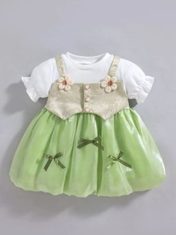 Hopscotch - Bow Applique Balloon Casual Dress