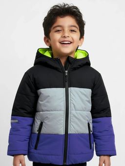 Hopscotch - Quilted Colorblock Hooded Puffer Jacket