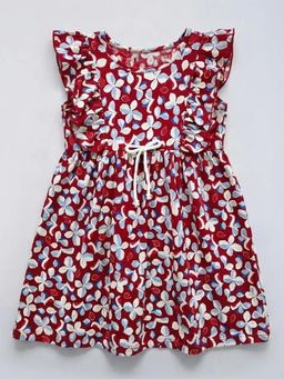 Hopscotch - Floral Ruffled Bow Applique Dress