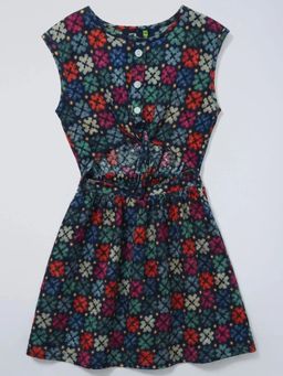 Hopscotch - Floral Cut Outs Elasticated Dress