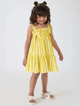 Hopscotch - Striped Bow Applique Dress
