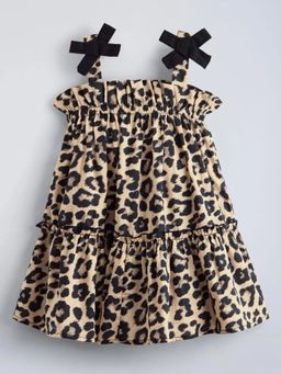 Hopscotch - Bow Applique Leopard Dress