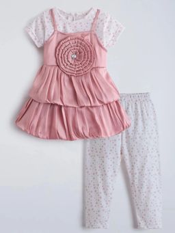 Hopscotch - 3D Floral Pearl Applique Top and T-shirt with Leggings