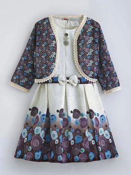 Hopscotch - Cotton Floral Dress with Shrug