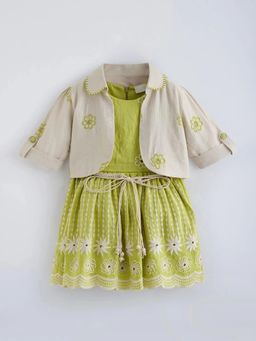 Hopscotch - Floral Embroidery Dress with Shrug