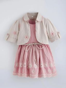 Hopscotch - Floral Embroidery Dress with Shrug