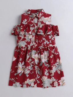 Hopscotch - Cotton Ruffled Floral Casual Dress