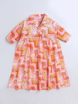 Hopscotch - Shirt Style Abstract A-line Dress