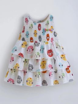 Hopscotch - Smocked Waterfall Ruffles Dress