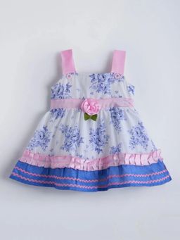 Hopscotch - Floral Applique Ruffled Dress