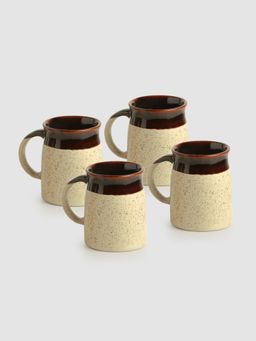 ExclusiveLane - Brown-Coloured Cocoa Rims Studio Pottery Ceramic Tea Coffee Mugs -Set Of 4