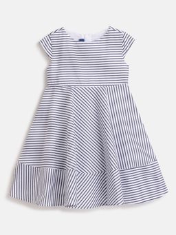 Chicco - Girls Blue Striped Short Sleeve Dress