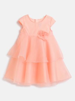 Chicco - Girls Peach Solid Short Sleeve Dress