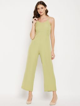 Madame - Green Solid Shoulder Strap Jumpsuits