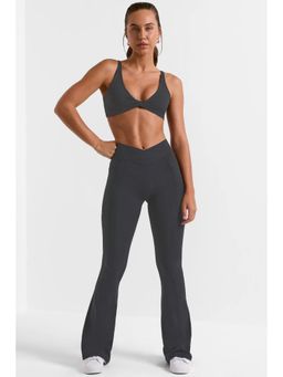 Off Duty India - Cross Waistband Flare Pant - Grey